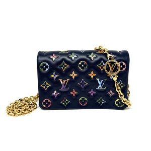 Louis Vuitton LV Garden Pochette Coussin Embossed Multicolor Monogram Navy